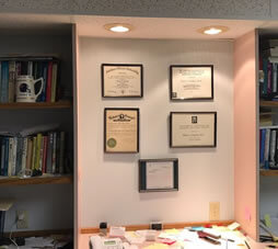 photos of certificates of Dr. Brian Carlton